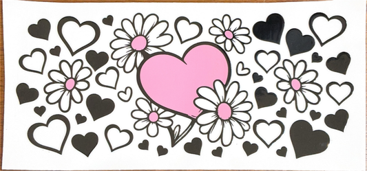 black-pink-heart-white-daisy