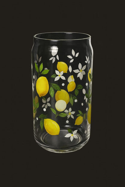 Lemon & Watermelon Glass Can Cup: Summer Fruit Drinkware
