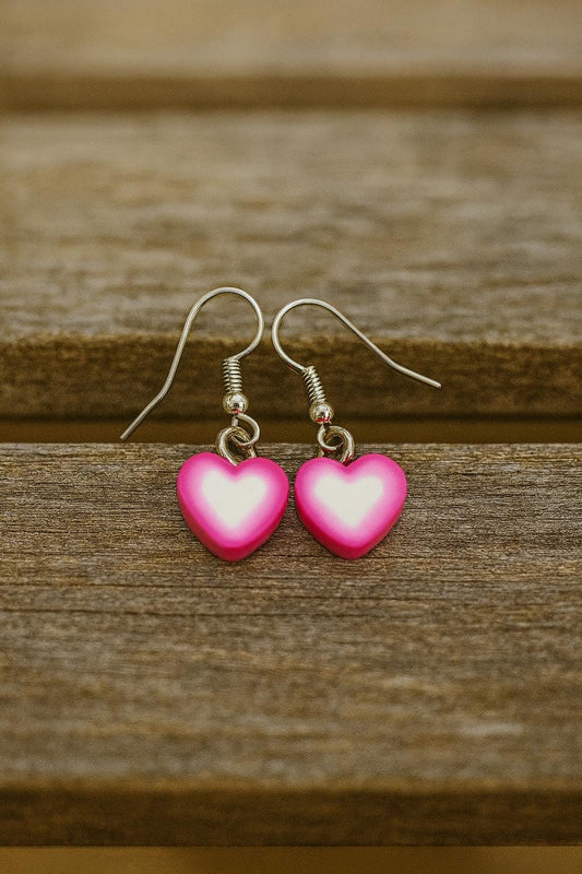 Pink Heart Dangle Earrings – Handmade Lightweight Earrings