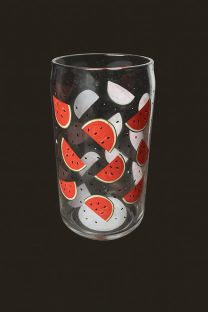 Lemon & Watermelon Glass Can Cup: Summer Fruit Drinkware