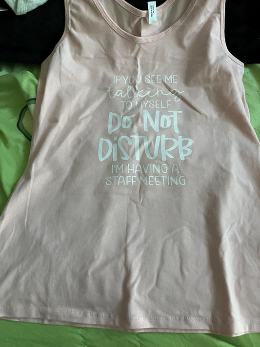 Funny Women's Tank Top: "Staff Meeting" Sarcastic Work Gift (Size 12 AU)