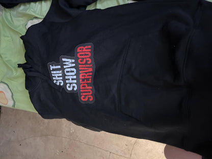 Funny Hoodie | “Sh*t Show Supervisor” Men’s Small Hoodie | Sarcastic Graphic Hoodie | Gag Gift for Friends | Unisex Black Pullover