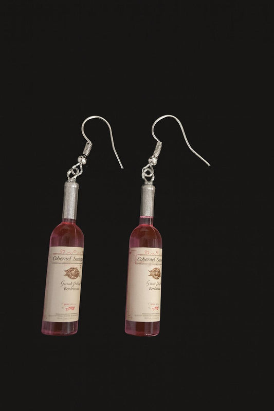 Mini Wine Bottle Earrings – Quirky Dangle Jewelry for Wine Lovers