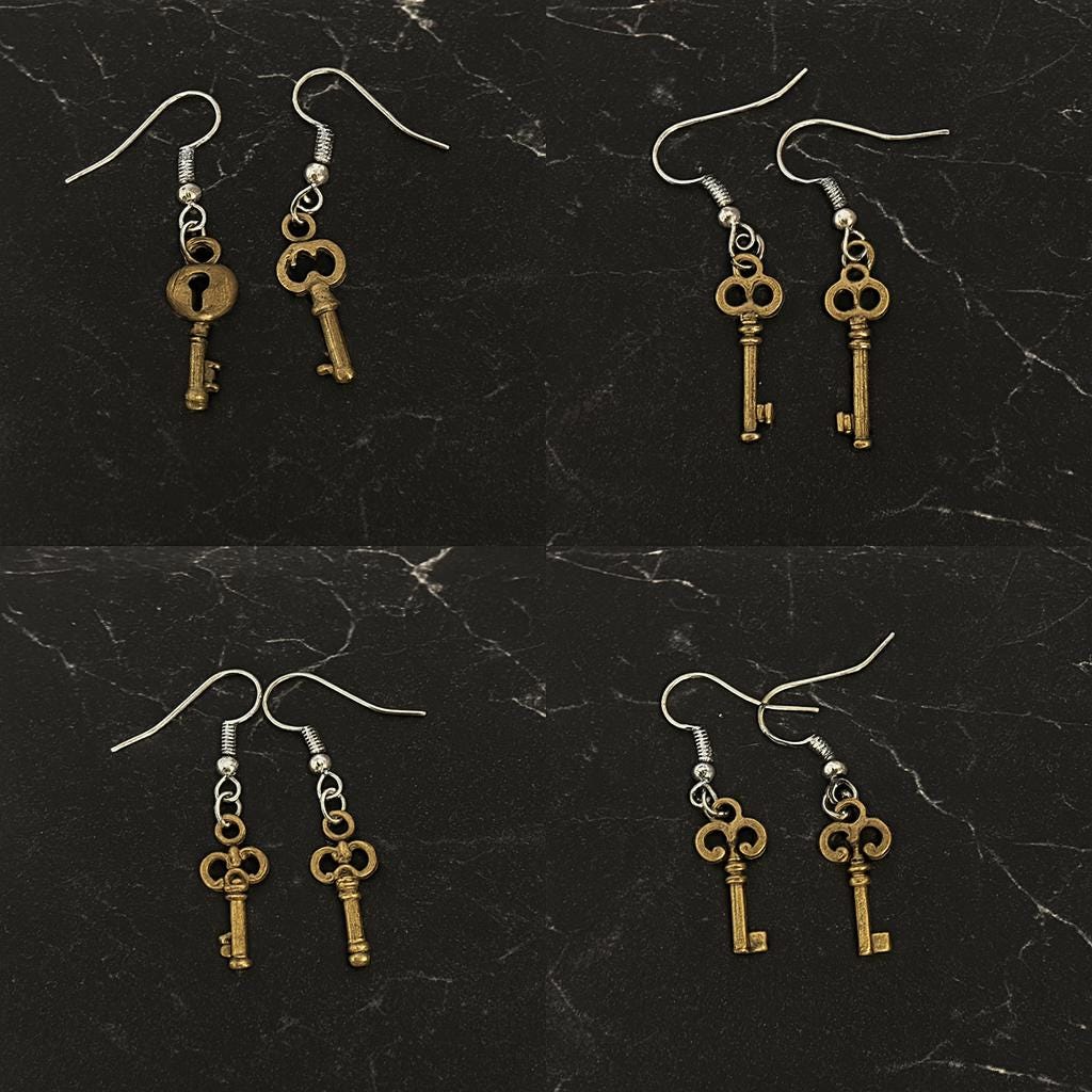 Vintage Key Dangle Earrings: Antique Bronze Steampunk Jewelry