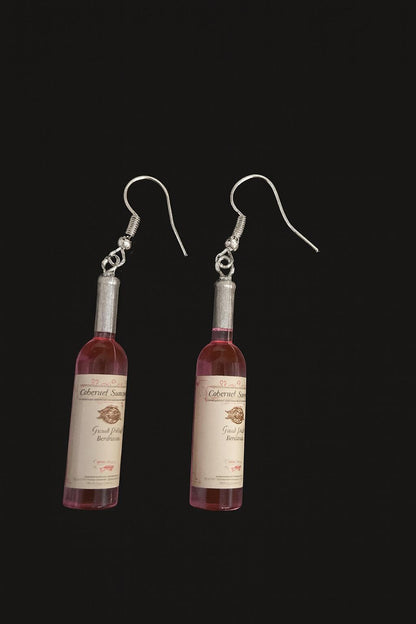 Mini Wine Bottle Earrings – Quirky Dangle Jewelry for Wine Lovers