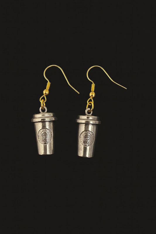Coffee Cup Earrings – Quirky Barista Gift, Coffee Lover Dangle Jewelry