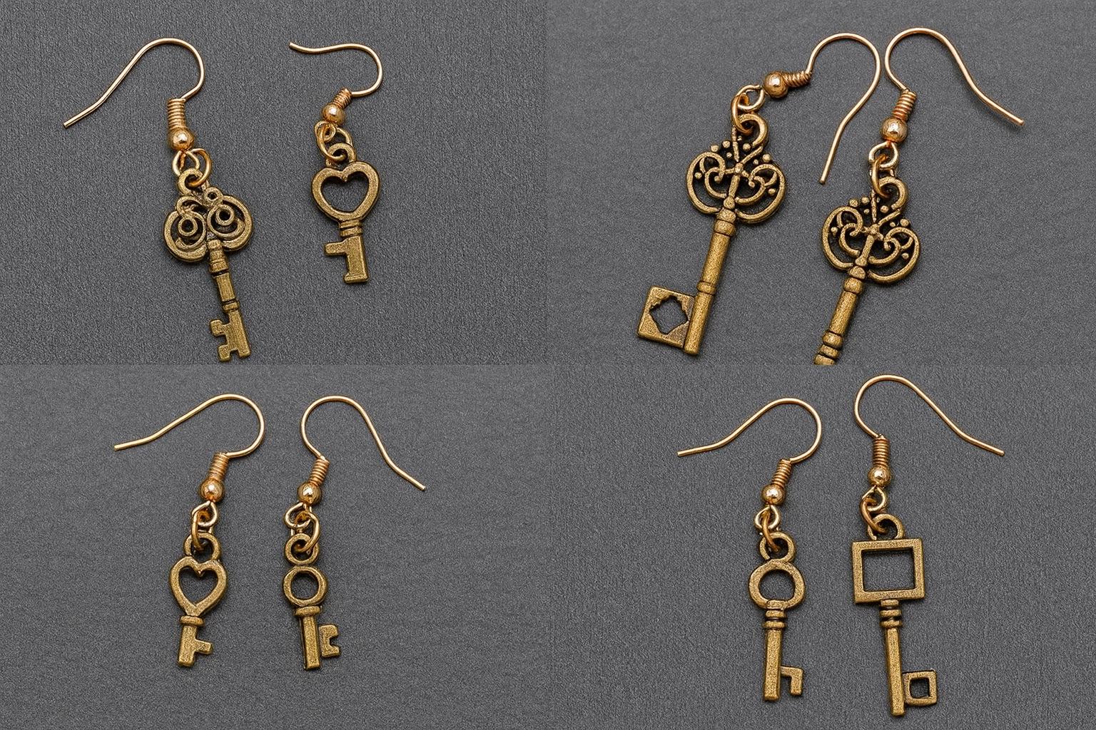 Vintage Key Dangle Earrings: Antique Bronze Steampunk Jewelry