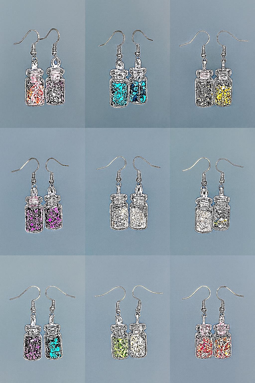 Handmade Glitter Bottle Earrings: Kawaii Resin Jar Jewelry