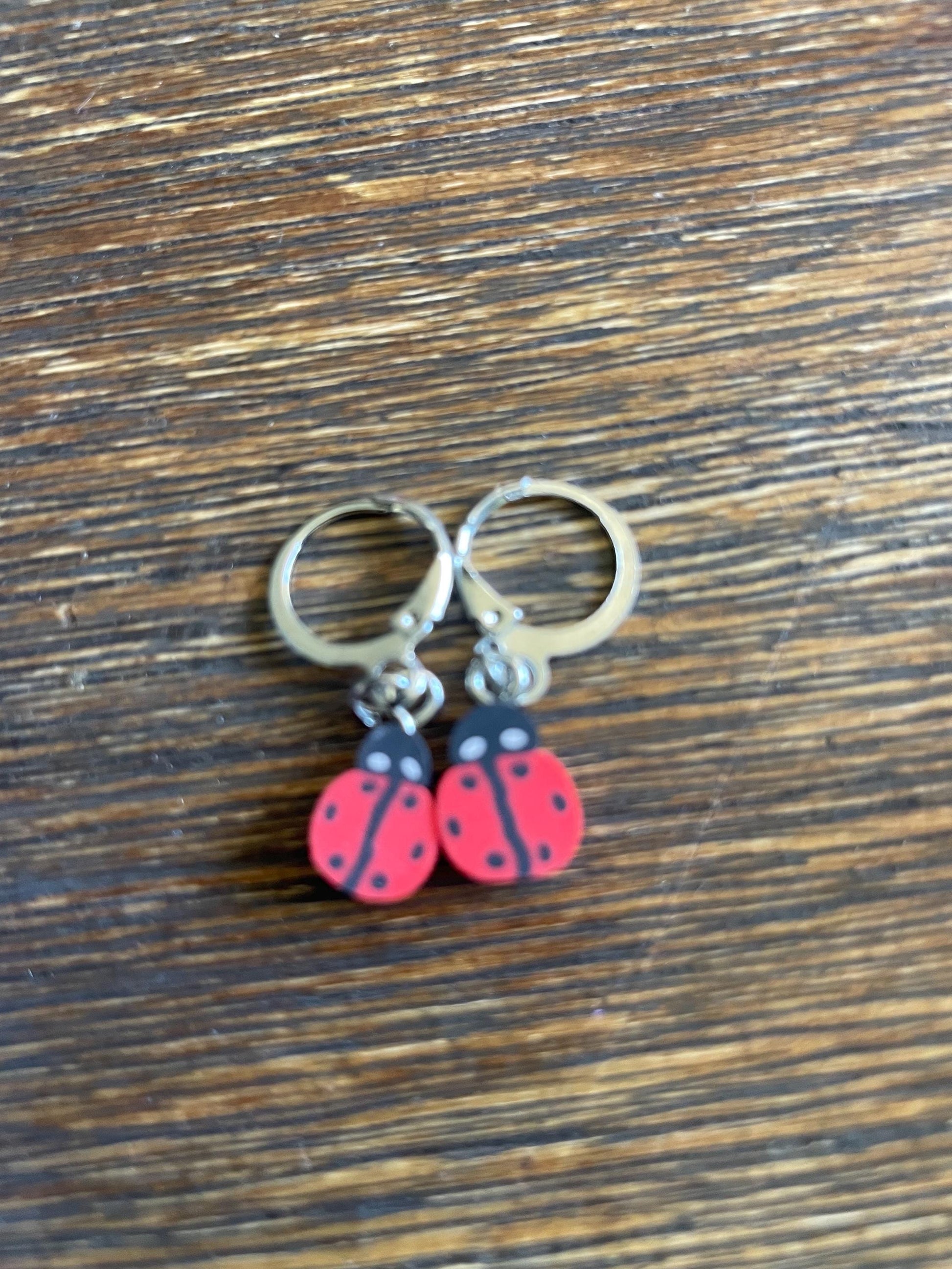 Handmade Ladybug Hoop Earrings – Whimsical Bug Jewelry