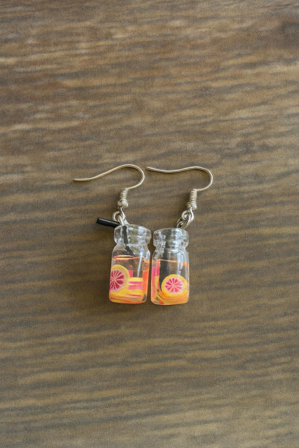 Mini Jar Drink Earrings – Lemonade, Watermelon, and More!