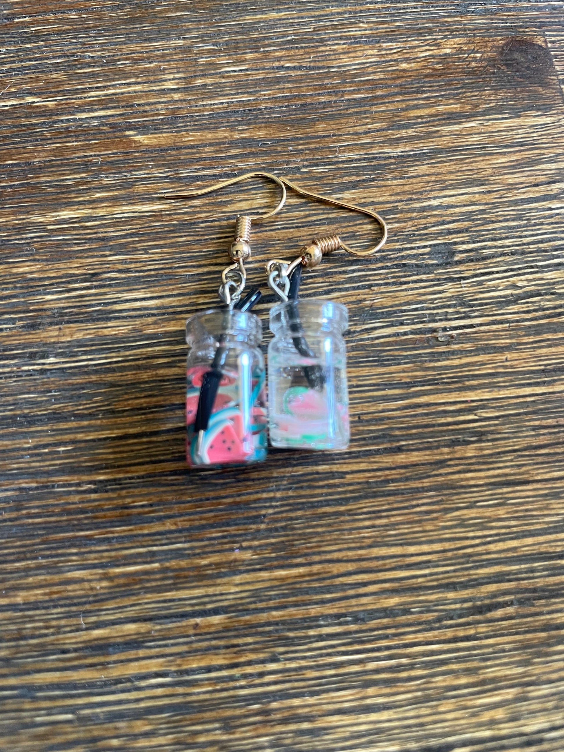 Mini Jar Drink Earrings – Lemonade, Watermelon, and More!