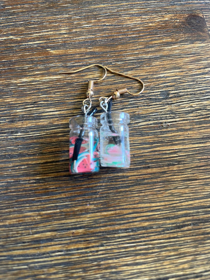 Mini Jar Drink Earrings – Lemonade, Watermelon, and More!
