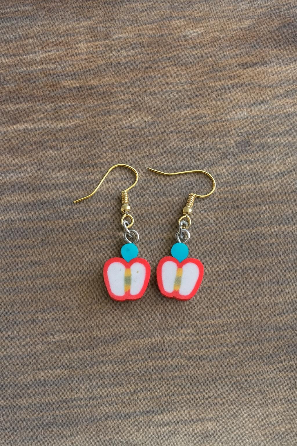 Handmade Mini Apple Slice Earrings – Fun Fruit Jewelry