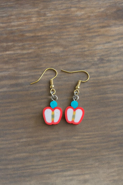 Handmade Mini Apple Slice Earrings – Fun Fruit Jewelry