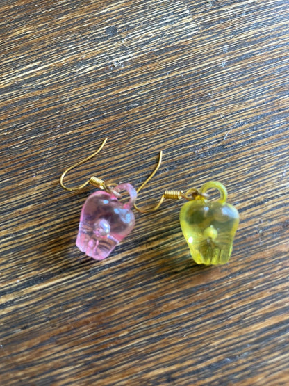 Fruity Acrylic Earrings – Colourful Banana & Candy Apple Dangle Earrings