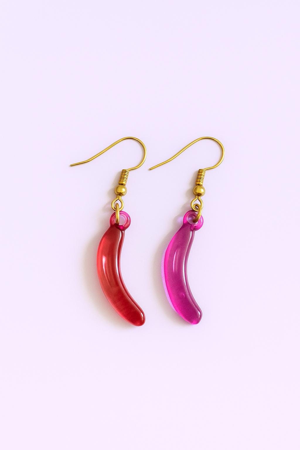 Fruity Acrylic Earrings – Colourful Banana & Candy Apple Dangle Earrings