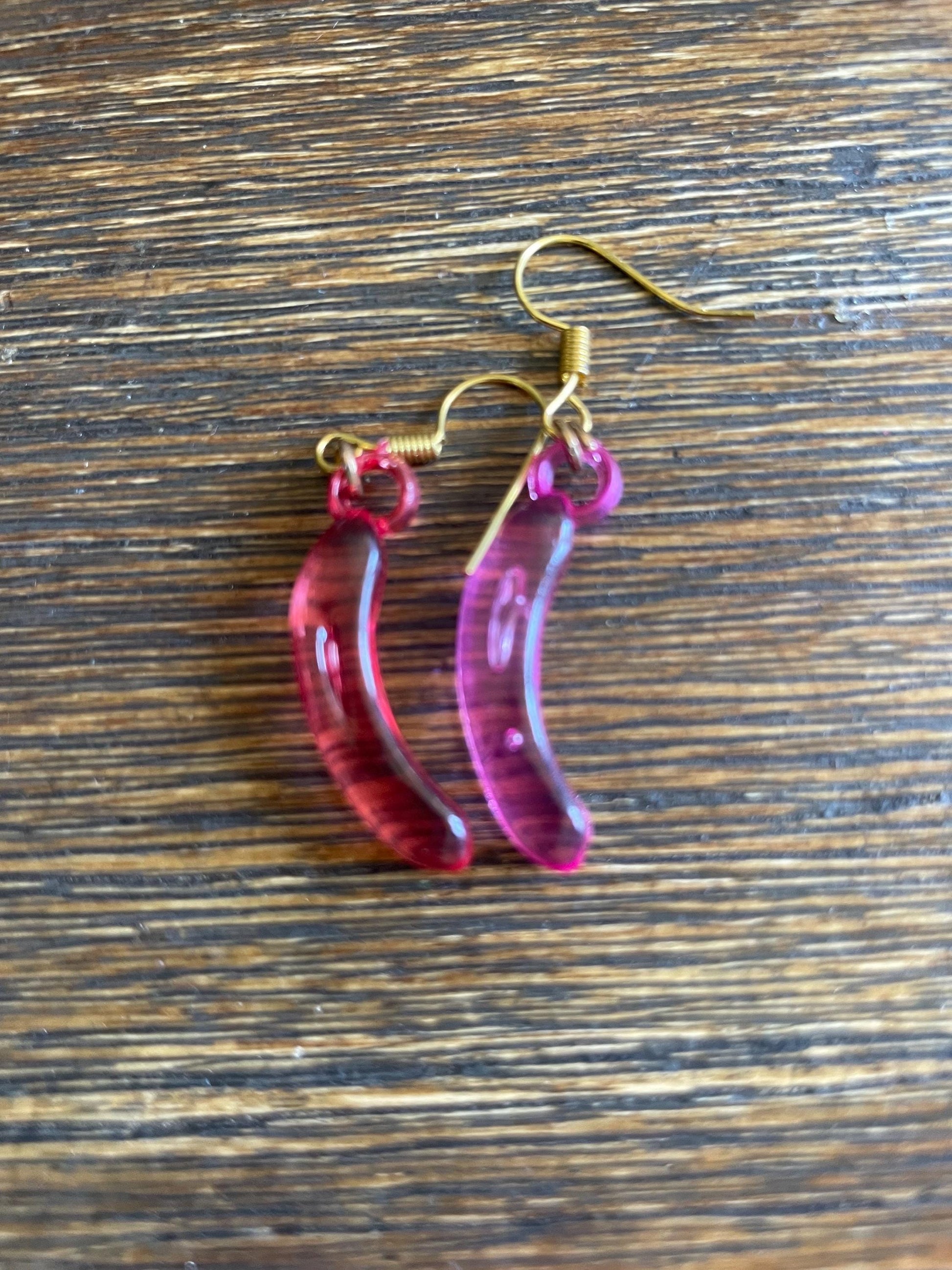 Fruity Acrylic Earrings – Colourful Banana & Candy Apple Dangle Earrings