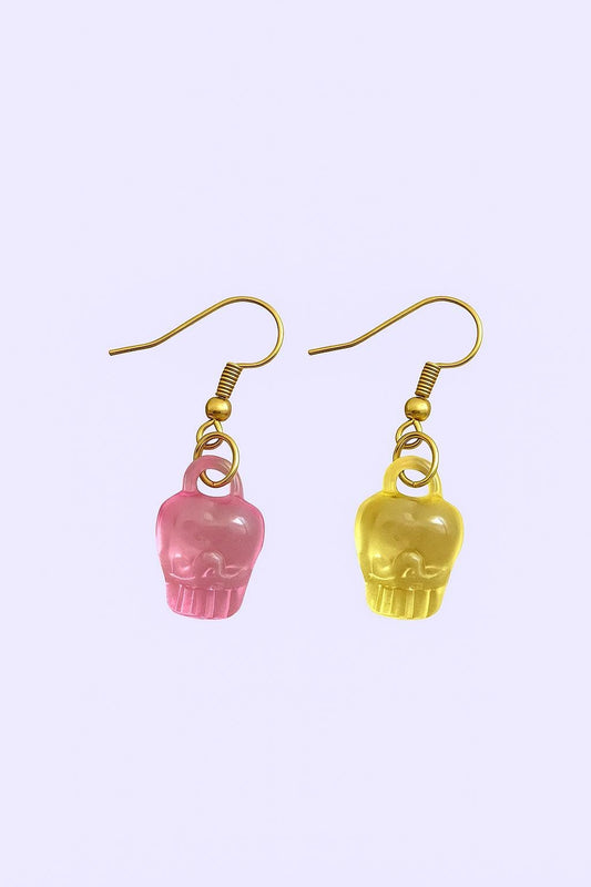 Fruity Acrylic Earrings – Colourful Banana & Candy Apple Dangle Earrings