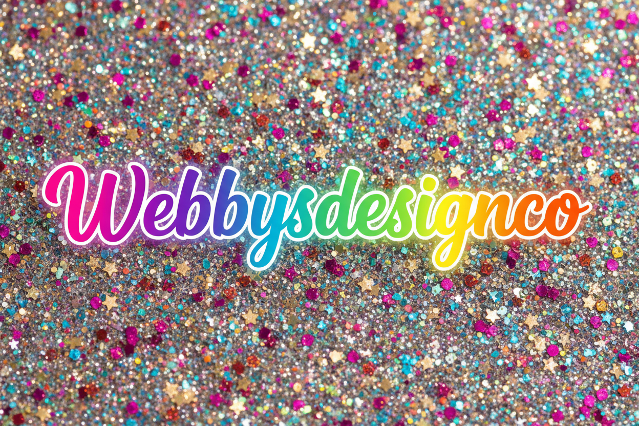 Webbysdesignco with multi colours and glitter background 